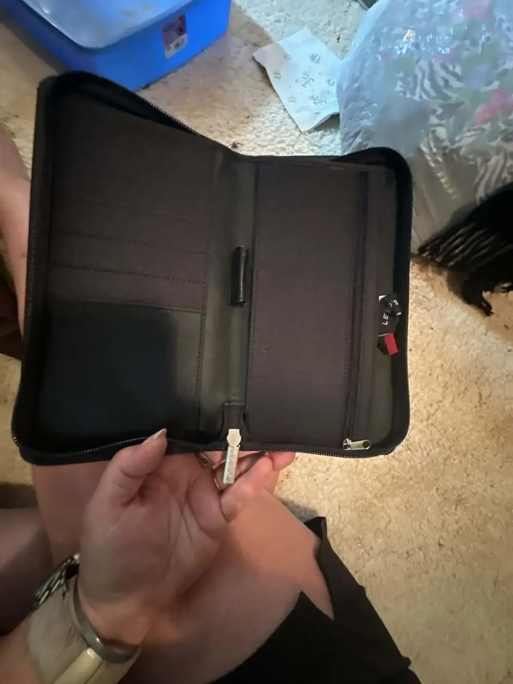 Leed's Leather Zip-Around Travel Document Organizer Wallet
